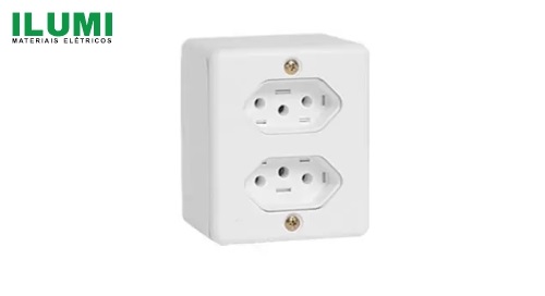 TOMADA DUPLA 2P+T 10A 250V BOX ILUMI